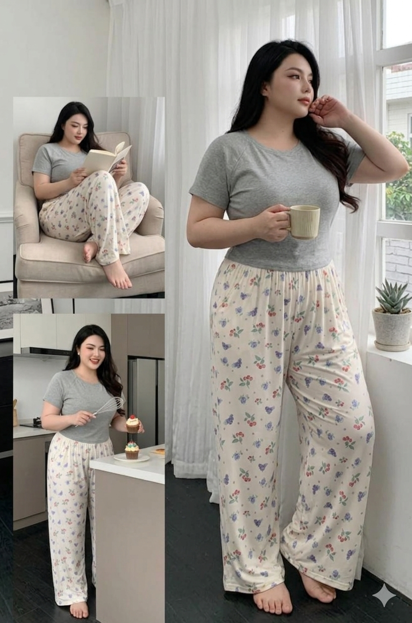Grey Top & Cream Berry Floral