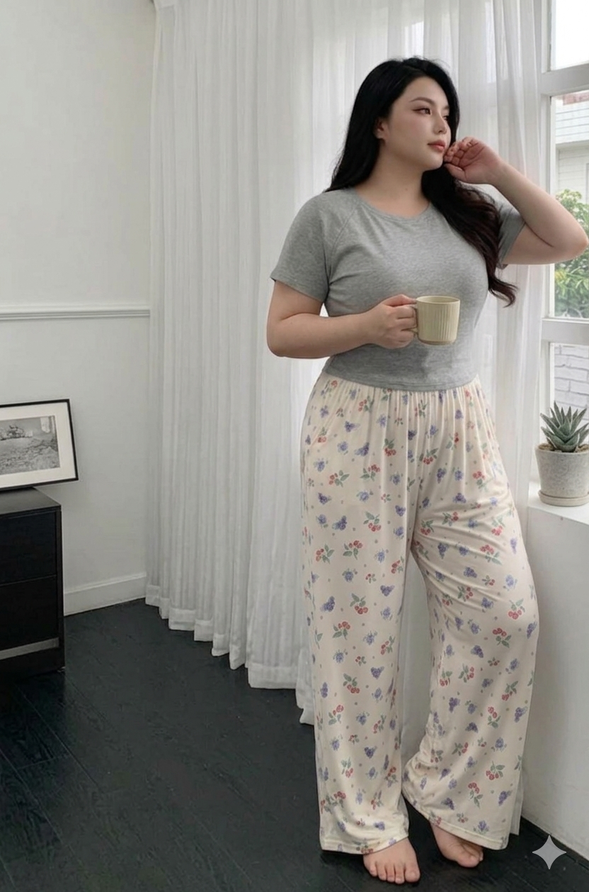 Grey Top & Cream Berry Floral