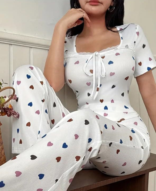 White Multicolor Hearts