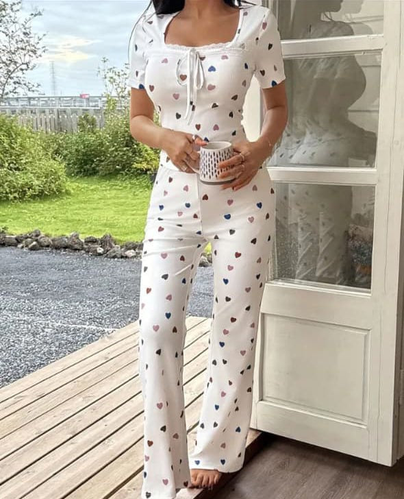 White Multicolor Hearts