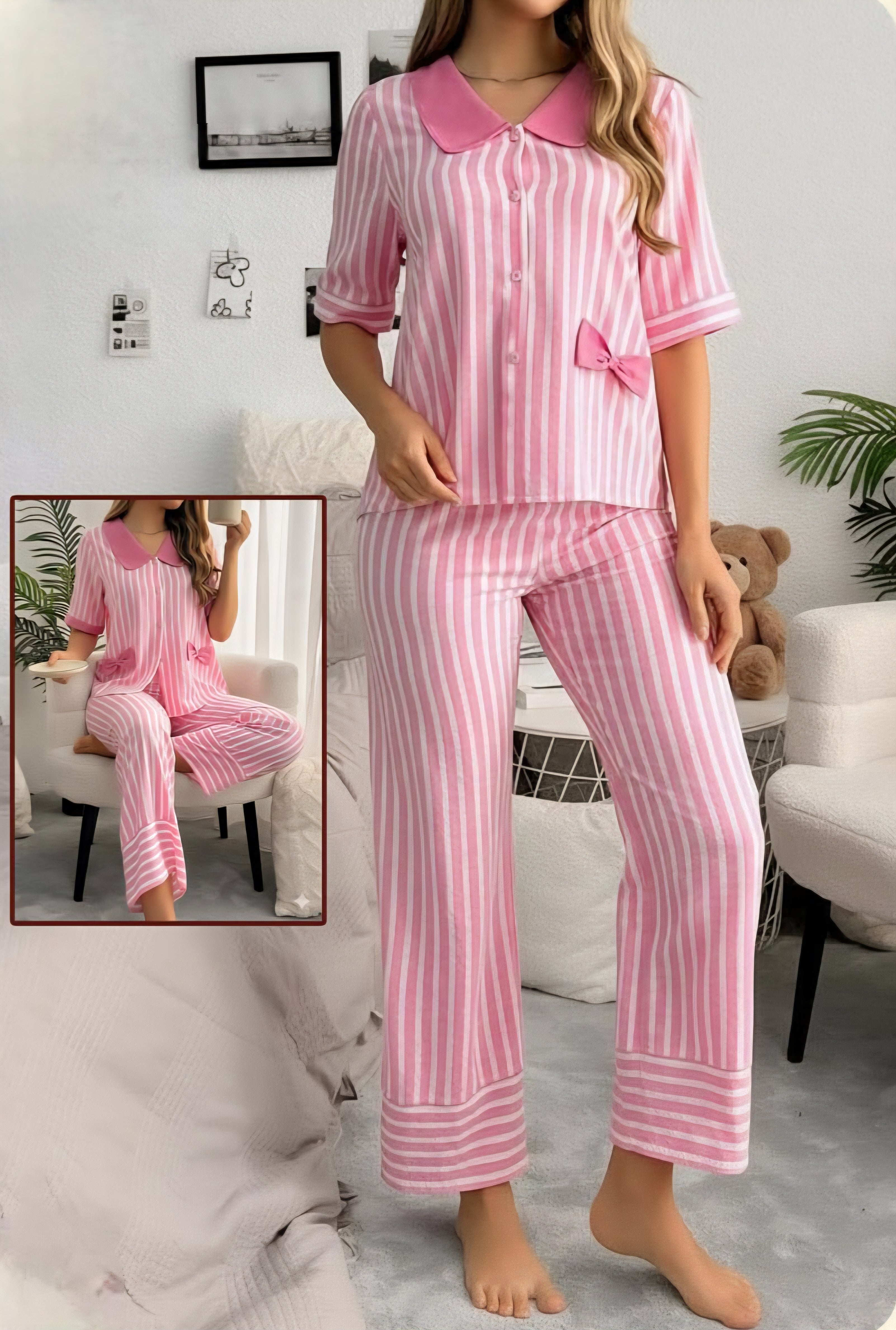 Pink Stripes & Bow