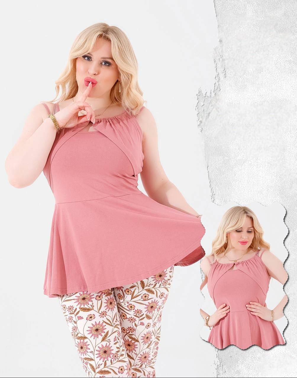 Sky Blue Peplum & Floral Set