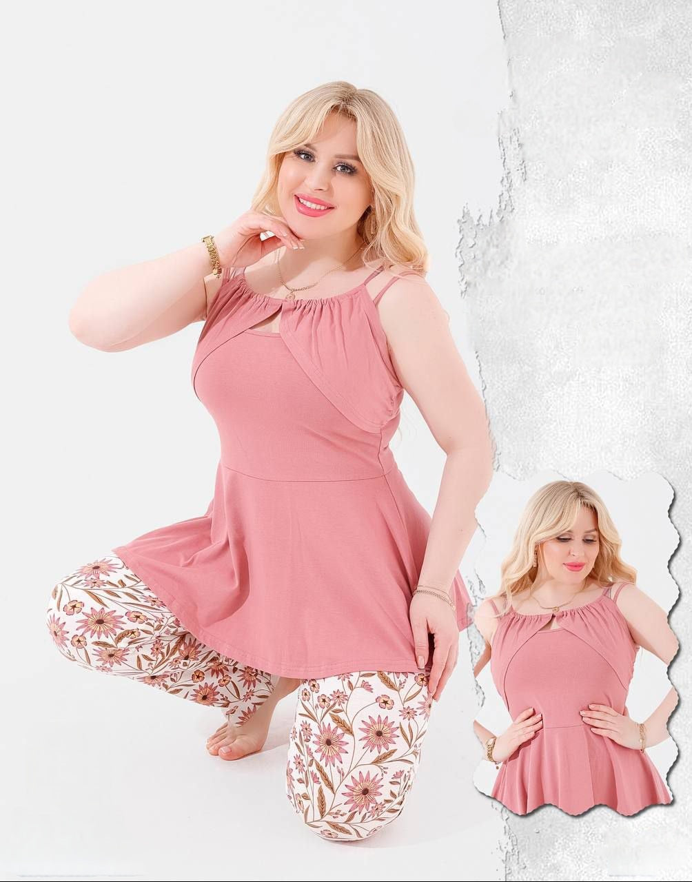 Sky Blue Peplum & Floral Set