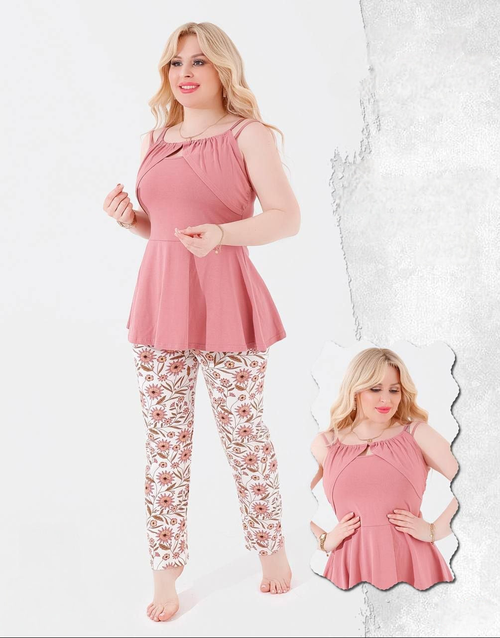 Sky Blue Peplum & Floral Set