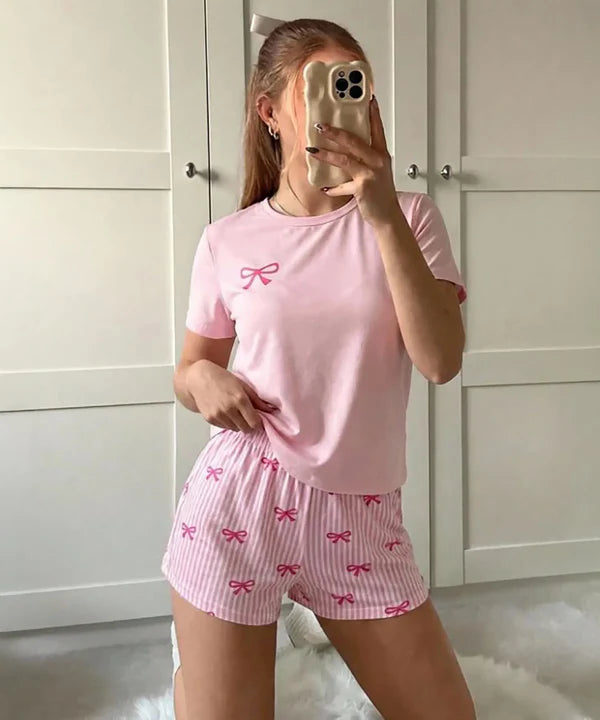 Pink Bow T-Shirt & Stripe