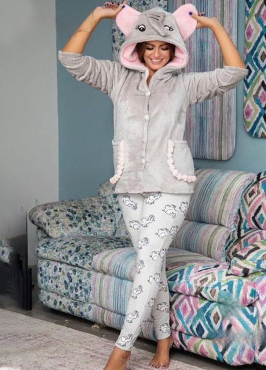 Elephant-Themed Teddy Pajama Set