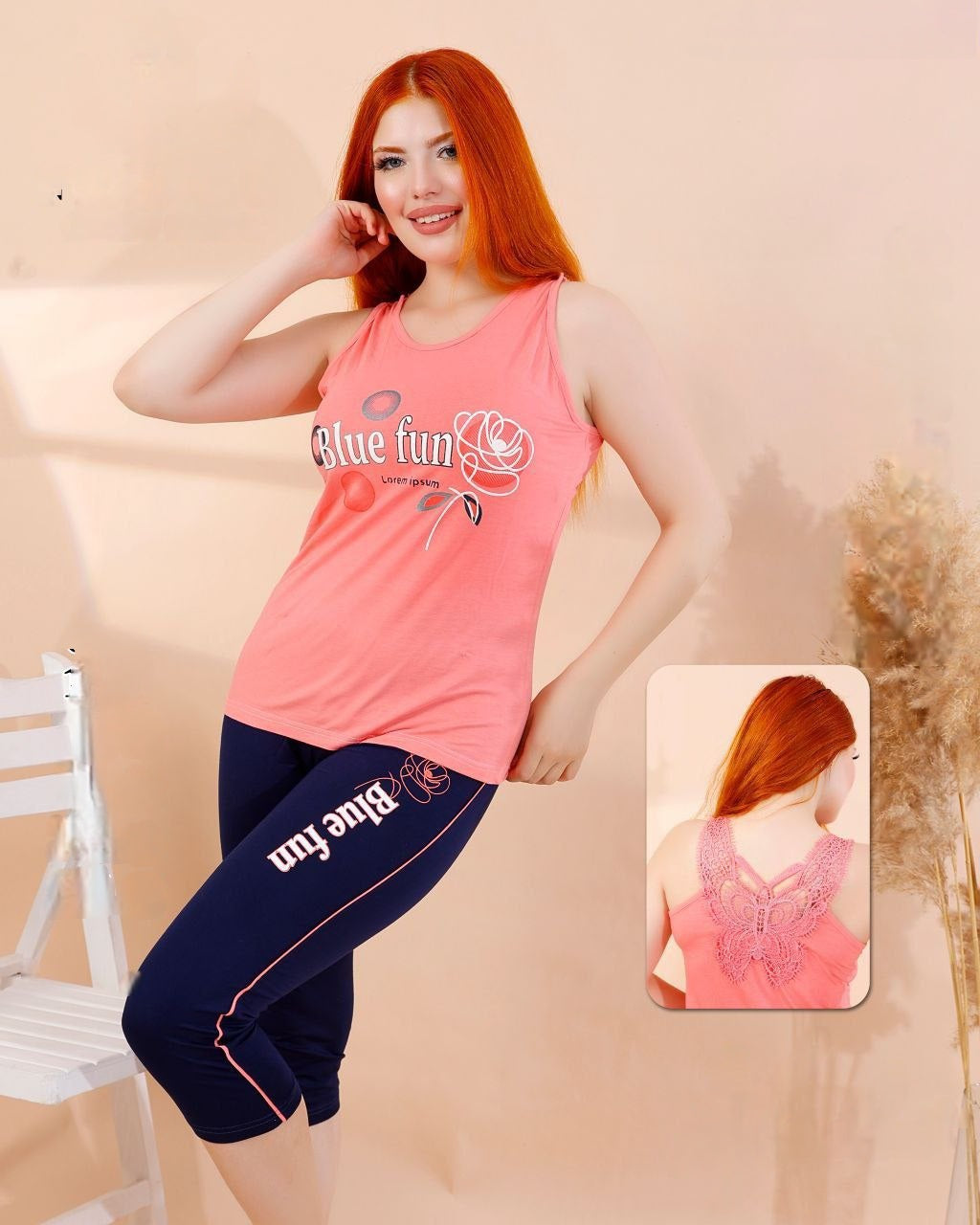 Blue Fun Sleeveless Set