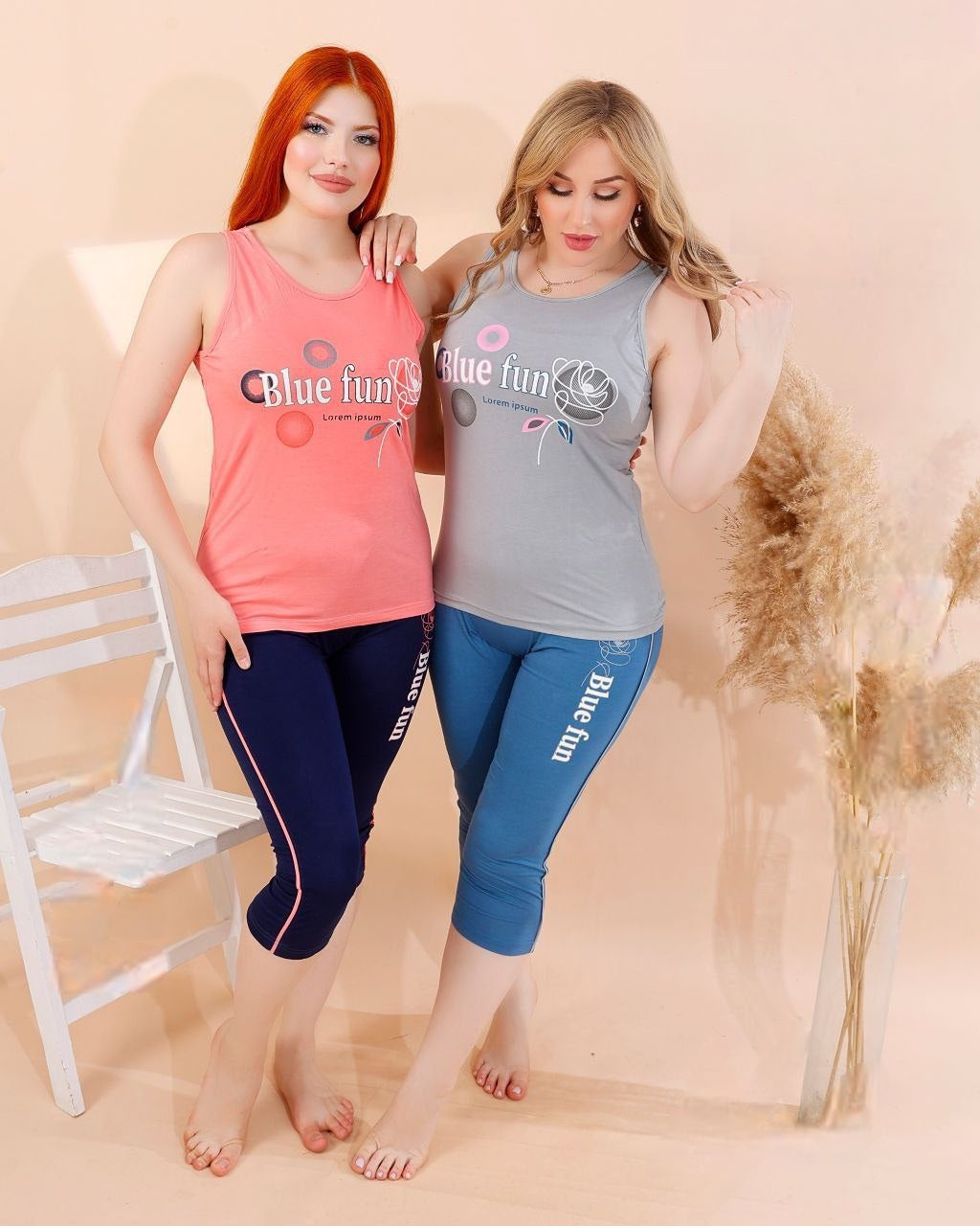 Blue Fun Sleeveless Set